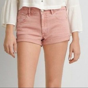 American Eagle Hi-Rise Shortie Peach Shorts